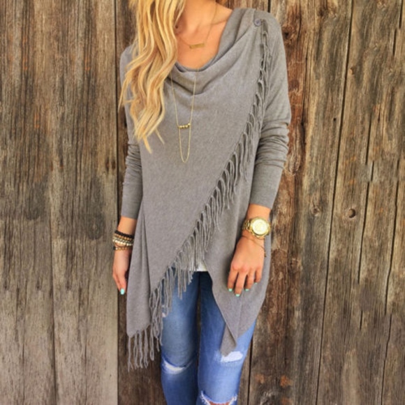 Sweaters - Women’s Tassel Knit Poncho Sweatshirt - NWOT!
